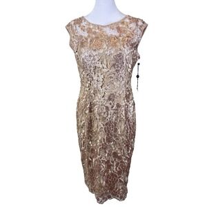 Adrianna Papell‎ Dress Size 8 Rose Gold Sequins Formal Party Holiday Event NWT